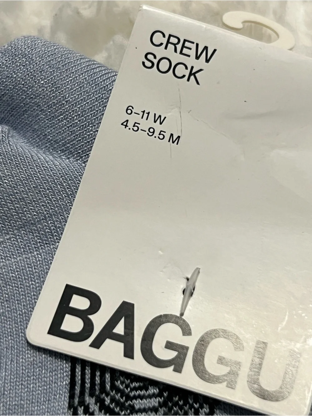 Baggu Crew Socks Shell Light Blue Nautical NEW